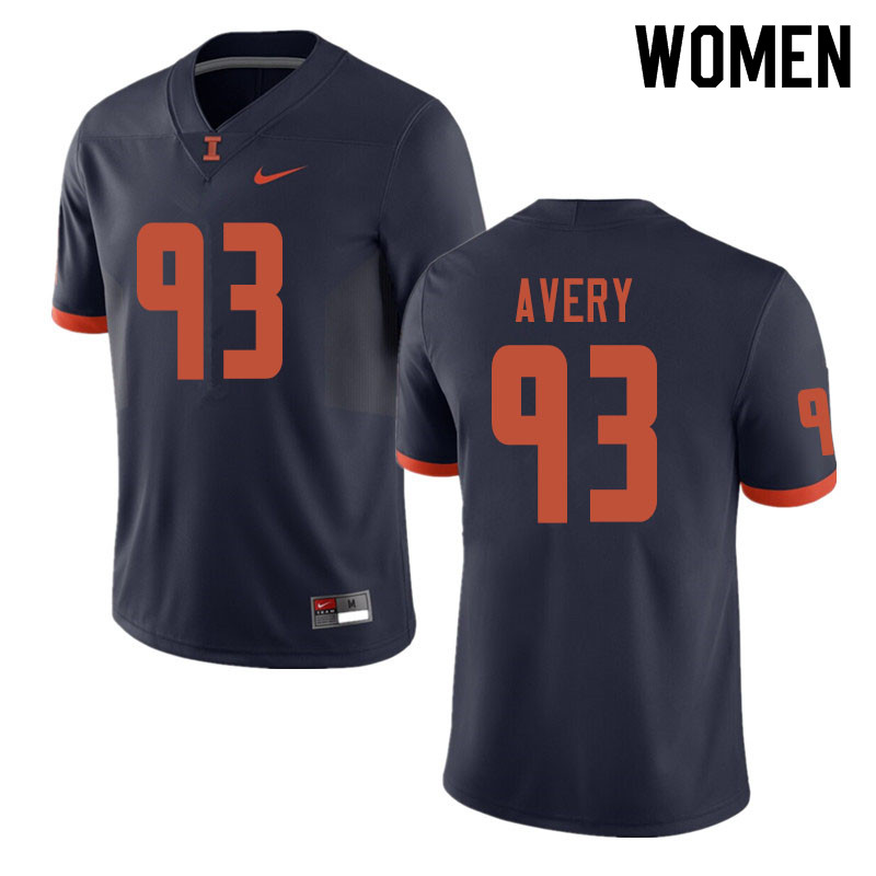 Women #93 Calvin Avery Illinois Fighting Illini College Football Jerseys Sale-Navy